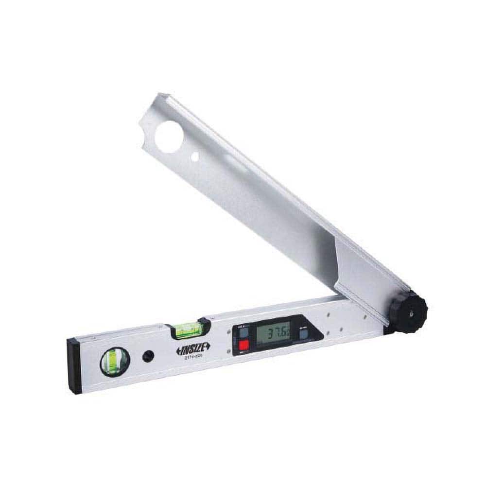 Insize USA LLC - Digital & Dial Protractors; Style: Protractor ; Measuring Range (Degrees): 225.00 ; Magnetic Base: No ; Battery Type: (2) AAA ; Resolution (Degrees): 0.05 ; Data Output: No - Exact Industrial Supply