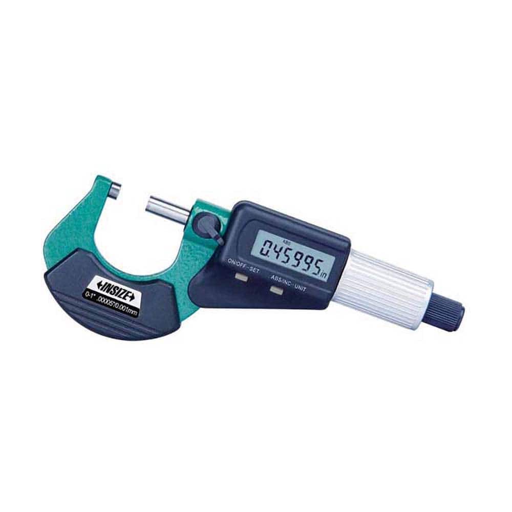 Insize USA LLC - Electronic Outside Micrometers; Type: Standard ; Minimum Measurement (Decimal Inch): 3.0000 ; Minimum Measurement (mm): 75.00 ; Maximum Measurement (mm): 100.00 ; Maximum Measurement (Decimal Inch): 4.0000 ; Thimble Type: Friction - Exact Industrial Supply