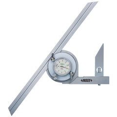 Insize USA LLC - Digital & Dial Protractors; Style: Dial ; Measuring Range (Degrees): 360.00 ; Magnetic Base: No ; Resolution (Minutes): 5.00 ; Data Output: No ; Blade Length (Inch): 12 - Exact Industrial Supply