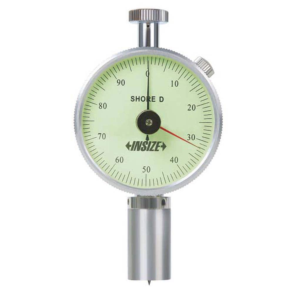 Insize USA LLC - Portable Dial Hardness Testers; Scale Type: Shore ; Minimum Hardness: 20 HD ; Maximum Hardness: 90 HD ; Hardness Range: 20 to 90 HD ; Tip Angle: 30.00 ; Indenter Type: Sharp Point - Exact Industrial Supply