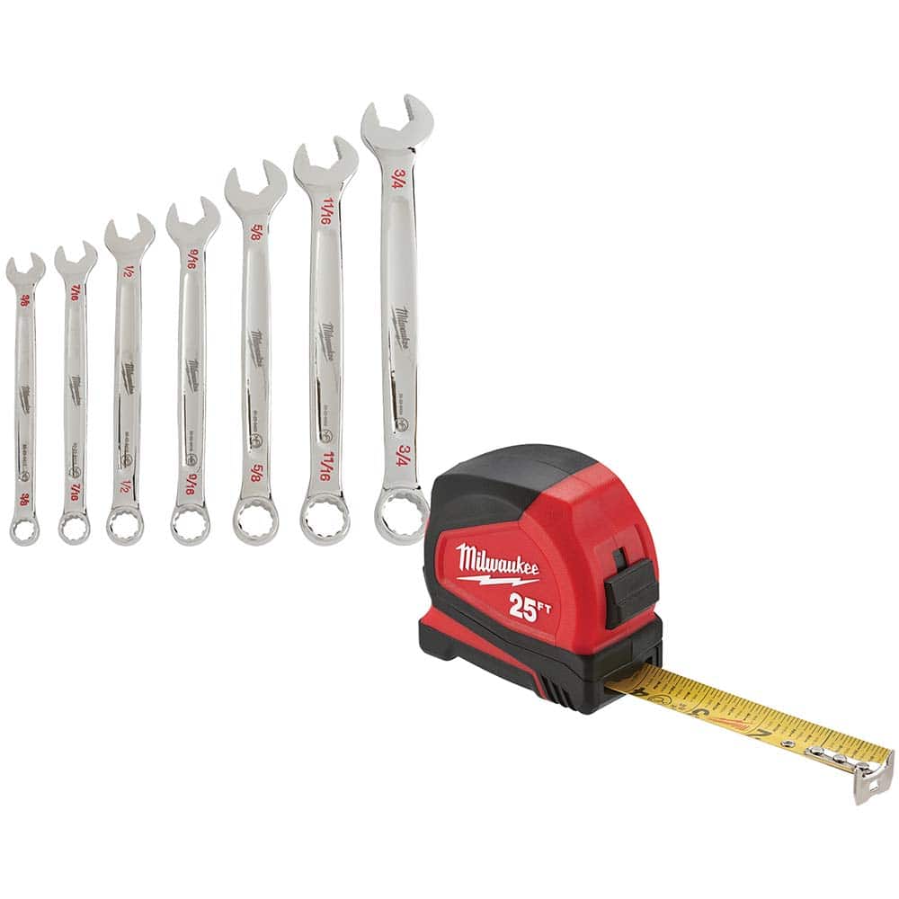 Milwaukee Tool - Wrench Sets; Tool Type: Combination Wrench Set ; System of Measurement: Inch ; Size Range: 3/8 - Exact Industrial Supply