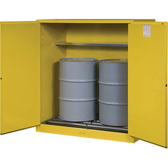 Justrite - Drum Cabinets; Number of Drums: 2 ; Storage Direction: Vertical ; Door Type: Self-Closing ; Number of Shelves: 1 ; Height (Inch): 65 ; Width (Inch): 59 - Exact Industrial Supply