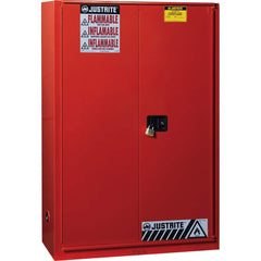 Justrite - 1 Door 5 Shelf 60 Gal Safety Cabinet for Combustible Liquids - Exact Industrial Supply