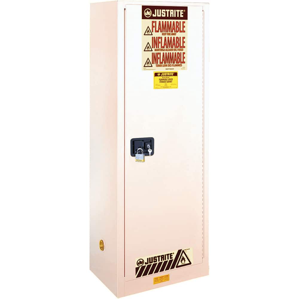 Justrite - 1 Door 3 Shelf 22 Gal Space Saver Safety Cabinet for Flammable Substances - Exact Industrial Supply