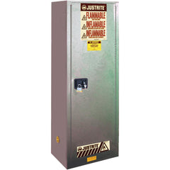 Justrite - 1 Door 3 Shelf 22 Gal Space Saver Safety Cabinet for Flammable Substances - Exact Industrial Supply