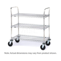 Metro - Carts; Type: Utility ; Load Capacity (Lb.): 600.000 ; Number of Shelves: 3 ; Width (Inch): 24 ; Length (Inch): 60 ; Height (Inch): 39 - Exact Industrial Supply
