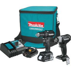 Makita - Cordless Tool Combination Kits; Voltage: 18 ; Tools: 1/2" Brushless Compact Drill/Driver, 1/4" Brushless Compact Impact Driver ; Battery Chemistry: Lithium-Ion ; Battery Series: 18V LXT - Exact Industrial Supply