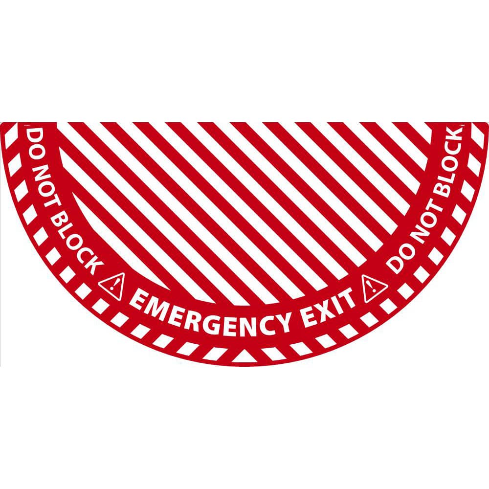 NMC - Adhesive Backed Floor Signs; Message Type: Exit, Entrance & Directional ; Graphic Type: Doorway ; Message or Graphic: EMERGENCY EXIT, DO NOT BLOCK ; Legend: EMERGENCY EXIT, DO NOT BLOCK ; Color: Red; White ; Special Color Properties: No Special Col - Exact Industrial Supply