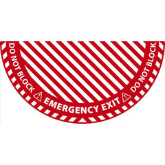 NMC - Adhesive Backed Floor Signs; Message Type: Exit, Entrance & Directional ; Graphic Type: Doorway ; Message or Graphic: EMERGENCY EXIT, DO NOT BLOCK ; Legend: EMERGENCY EXIT, DO NOT BLOCK ; Color: Red; White ; Special Color Properties: No Special Col - Exact Industrial Supply