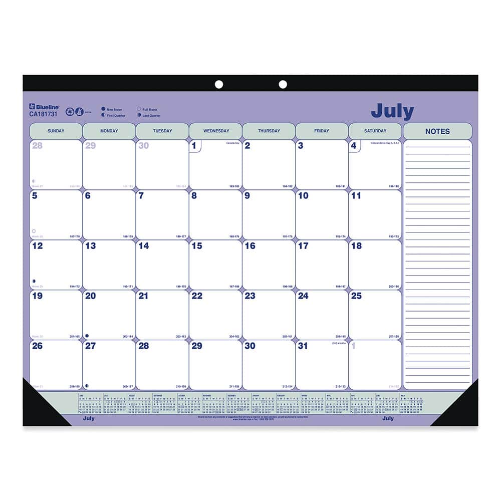 Desk Pad: 13 Sheets, Planner Ruled White, Blue & Green Cover
