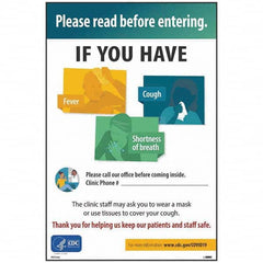 NMC - "Please Read Before Entering - If You Have Fever Cough Shortness of Breath Please Call Our Office Before Coming Inside", 12" Wide x 18" High, Vinyl Safety Sign - Exact Industrial Supply