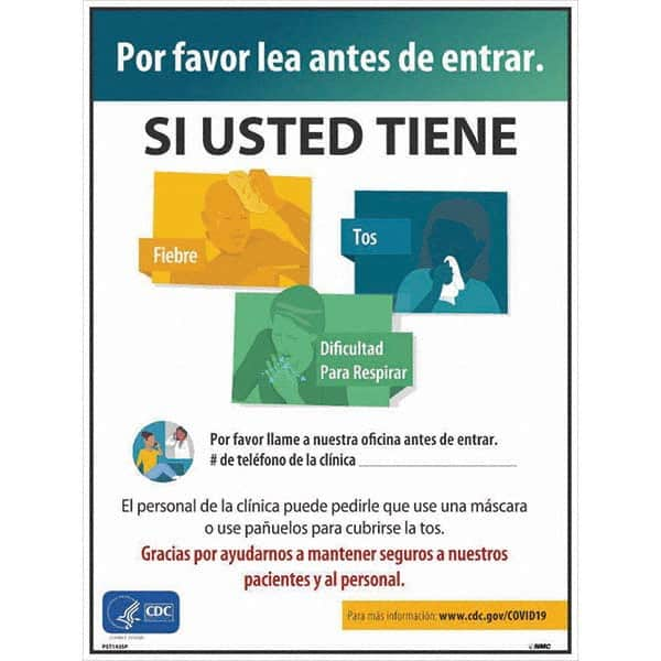 NMC - "Por Favor Lea Antes De Entrar - Si Usted Tiene", 18" Wide x 24" High, Paper Safety Sign - Exact Industrial Supply