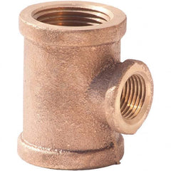 Merit Brass - Brass & Chrome Pipe Fittings Type: Reducing Tee Fitting Size: 3/4 x 3/4 x 1/2 - Exact Industrial Supply
