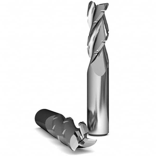 Corner Radius End Mill: 2-1/2″ LOC, 0.12″ Radius, 3 Flutes, Solid Carbide 5″ OAL, 3/4″ Shank Dia, 37 ° Helix, Bright/Uncoated, Centercutting