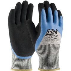 ‎16-820/L Coated Gloves w/Polykor - G-Tek PolyKor - S&P PolyKor/Acrylic Blend - Dbl Dip Latex/Micro-Surface - Exact Industrial Supply