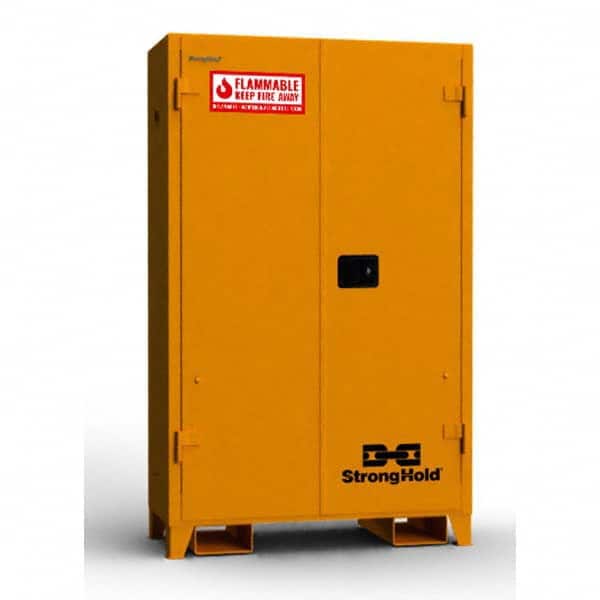 Strong Hold - Safety Cabinets Hazardous Chemical Type: Flammable and Combustible Liquids Color: Yellow - Exact Industrial Supply