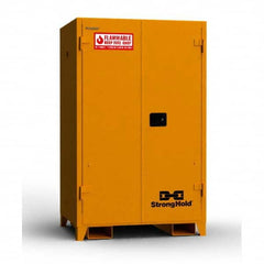 Strong Hold - Safety Cabinets Hazardous Chemical Type: Flammable and Combustible Liquids Color: Yellow - Exact Industrial Supply