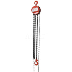 Manual Hand Chain Hoist: 3,000 lb Working Load Limit, 10' Max Lift 90 lb Pull to Lift Load