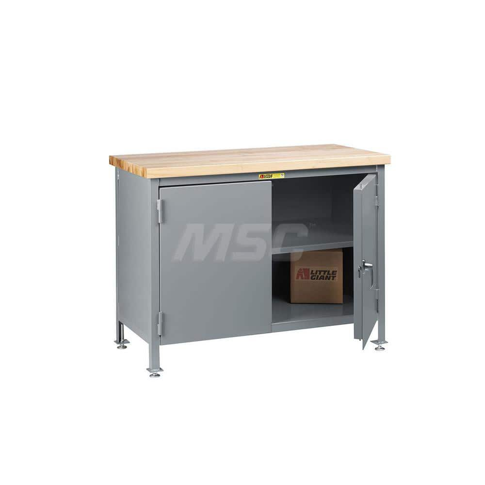 Stationary Workstations; Load Capacity: 2000; Color: Gray; Overall Depth: 30 in; Width (Inch): 72; Overall Height: 40 in; Foot Type: Leveling; Locking Mechanism: Keyed; Top Material: Butcher Block; Body Material: Steel; Finish: Powder Coated; Depth (Inch)