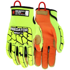 Puncture and Abrasion-Resistant Gloves: Size 4XL, ANSI Puncture 5, Polyurethane, Synthetic High-Visibility Lime & High-Visibility Orange, Palm & Fingers Coated, Kevlar Lined, Thermoplastic Elastomer Back, Palm Coat Grip, ANSI Abrasion 4