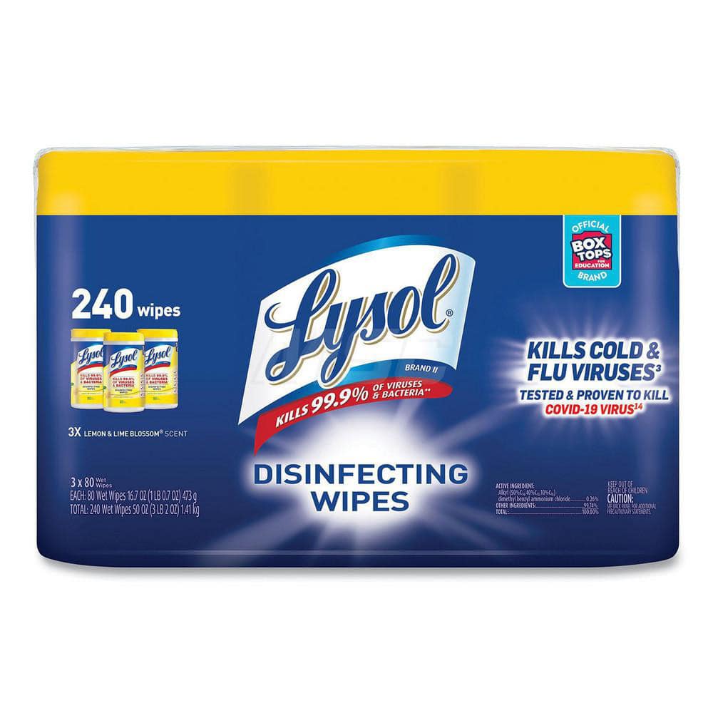 Disinfecting Wipes: Canister, 7.25 x 7″ Sheet, White