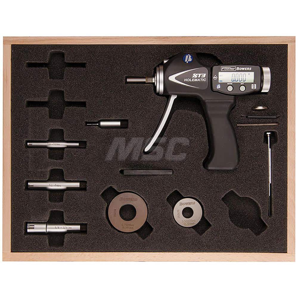 Electronic Bore Gages; Maximum Measurement: 8.00; Minimum Measurement (Decimal Inch): 6; Accuracy: 0.0003″; Pistol Grip: Yes; Gage Depth (Inch): 3.940″; Material: Hardened Steel; Batteries Included: Yes; Number Of Batteries: 1; Battery Size: 3V; Battery C