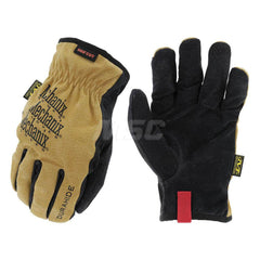 Cut & Puncture-Resistant Gloves: Small, ANSI Cut A6, ANSI Puncture 4, HPPE Lined, Leather Tan & Black, 13″ OAL, Soft Textured Grip