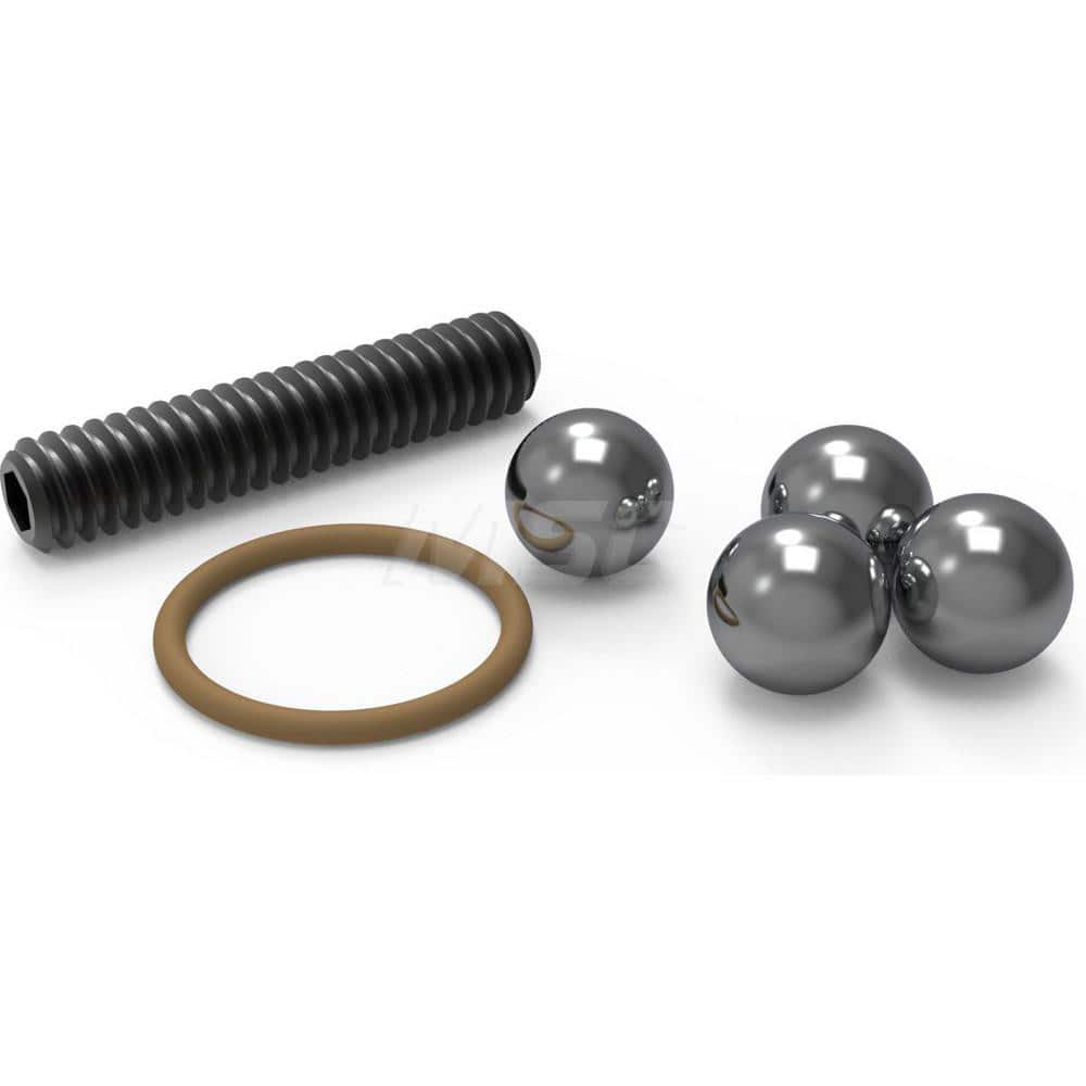 Modular Fixturing Kits; Set Type: Repair Kit; System Compatibility: Ball Lock; Number of Pieces: 6; Includes: (1) Drive Ball; (1) Replacement Screw; (1) O-Ring; (3) Locking Balls; Shank Diameter Compatibility (mm): 50.00; Plate Thickness Compatibility (De