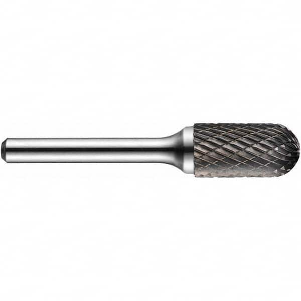 Precision Twist Drill - 3/4" Cut Diam, 1/4" Shank Diam, Carbide Double Cut Cylinder Burr with Radius - Exact Industrial Supply