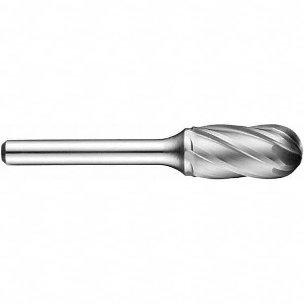 Precision Twist Drill - 1/2" Cut Diam, 1/4" Shank Diam, Carbide Aluma Cut Cylinder Ball End Burr - Exact Industrial Supply