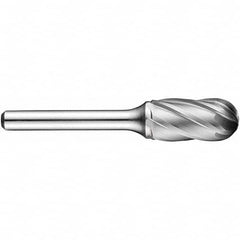 Precision Twist Drill - 1/2" Cut Diam, 1/4" Shank Diam, Carbide Aluma Cut Cylinder Ball End Burr - Exact Industrial Supply