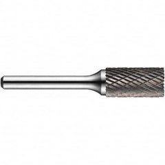 Precision Twist Drill - 3/4" Cut Diam, 1/4" Shank Diam, Carbide Double Cut Cylinder Burr with End Cut - Exact Industrial Supply