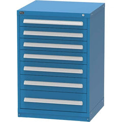 Vidmar - 7 Drawer Bright Blue Steel Modular Storage Cabinet - Exact Industrial Supply