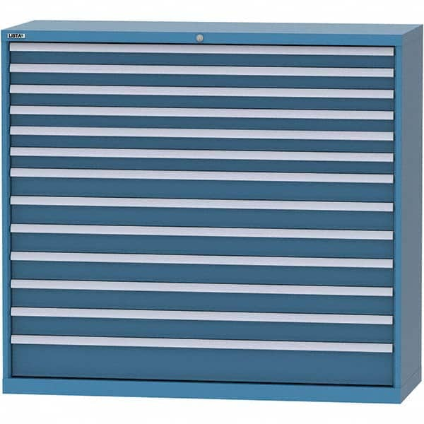 LISTA - 13 Drawer, 84 Compartment Bright Blue Steel Modular Storage Cabinet - Exact Industrial Supply