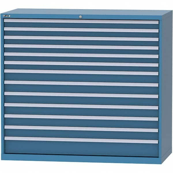 LISTA - 13 Drawer, 84 Compartment Bright Blue Steel Modular Storage Cabinet - Exact Industrial Supply