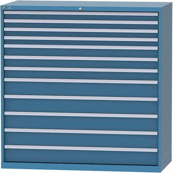 LISTA - 12 Drawer, 84 Compartment Bright Blue Steel Modular Storage Cabinet - Exact Industrial Supply