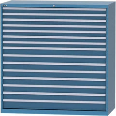 LISTA - 15 Drawer, 84 Compartment Bright Blue Steel Modular Storage Cabinet - Exact Industrial Supply