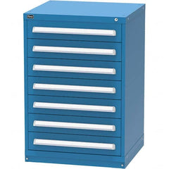 Vidmar - 7 Drawer, 344 Compartment Bright Blue Steel Modular Storage Cabinet - Exact Industrial Supply