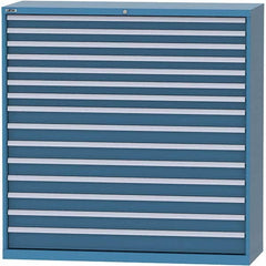 LISTA - 15 Drawer, 84 Compartment Bright Blue Steel Modular Storage Cabinet - Exact Industrial Supply