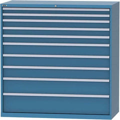 LISTA - 10 Drawer, 84 Compartment Bright Blue Steel Modular Storage Cabinet - Exact Industrial Supply