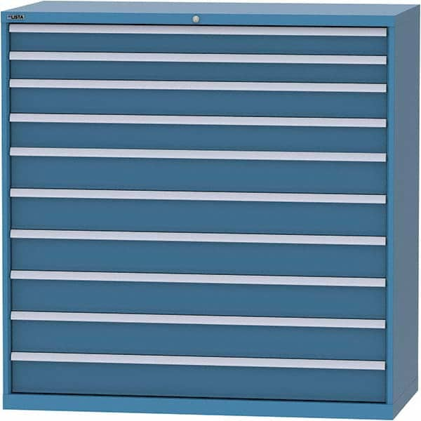 LISTA - 10 Drawer, 84 Compartment Bright Blue Steel Modular Storage Cabinet - Exact Industrial Supply