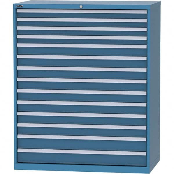 LISTA - 14 Drawer, 216 Compartment Bright Blue Steel Modular Storage Cabinet - Exact Industrial Supply