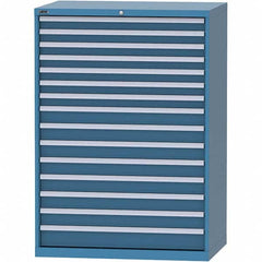 LISTA - 15 Drawer, 99 Compartment Bright Blue Steel Modular Storage Cabinet - Exact Industrial Supply