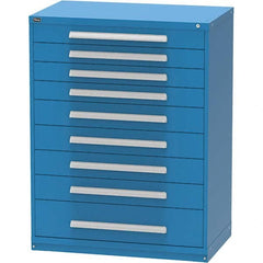 Vidmar - 9 Drawer, 45 Compartment Bright Blue Steel Modular Storage Cabinet - Exact Industrial Supply