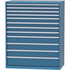 LISTA - 12 Drawer, 216 Compartment Bright Blue Steel Modular Storage Cabinet - Exact Industrial Supply