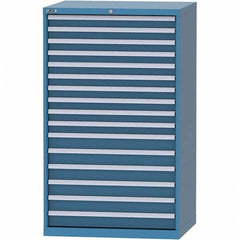 LISTA - 16 Drawer, 84 Compartment Bright Blue Steel Modular Storage Cabinet - Exact Industrial Supply