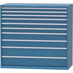 LISTA - 10 Drawer, 84 Compartment Bright Blue Steel Modular Storage Cabinet - Exact Industrial Supply