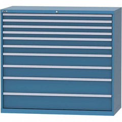 LISTA - 10 Drawer, 84 Compartment Bright Blue Steel Modular Storage Cabinet - Exact Industrial Supply