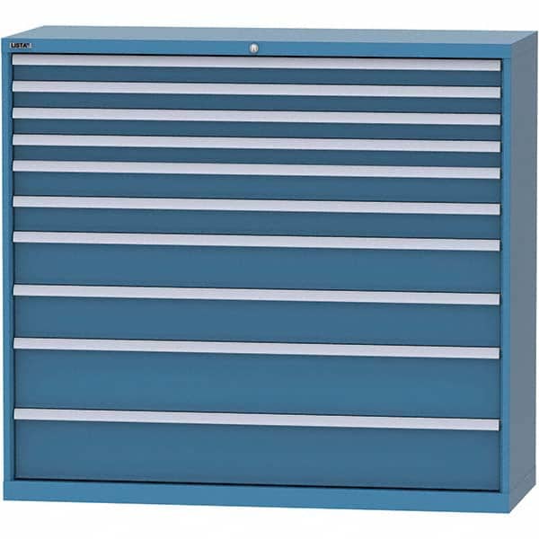 LISTA - 10 Drawer, 84 Compartment Bright Blue Steel Modular Storage Cabinet - Exact Industrial Supply