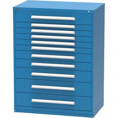 Vidmar - 11 Drawer, 45 Compartment Bright Blue Steel Modular Storage Cabinet - Exact Industrial Supply